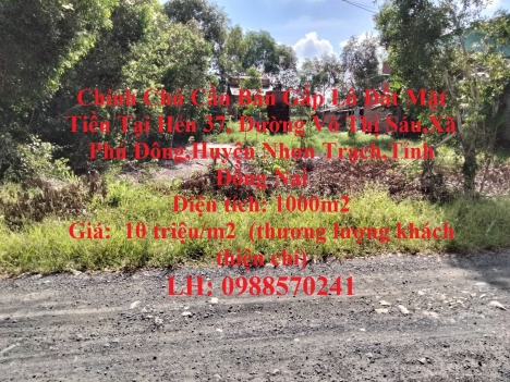 Chính Chủ Cần Bán Gấp Lô Đất Mặt Tiền Tại Huyện Nhơn Trạch,Tỉnh Đồng Nai
