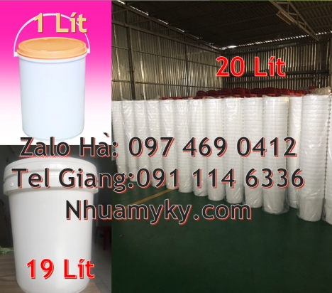 thùng nhựa 3.5 lít quai nhựa, lon nhựa 1 lít Vỏ thùng 20 lít quai nhựa, Xô nhựa 20 lít có nắ