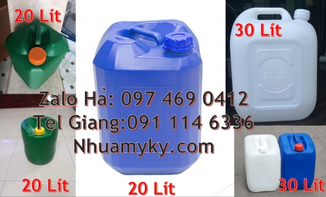 can 18l tròn đựng nông dược, can dẹp 30 lít đựng dầu hỏa, can 30l trắng, can 25l xanh, can vuông 30l