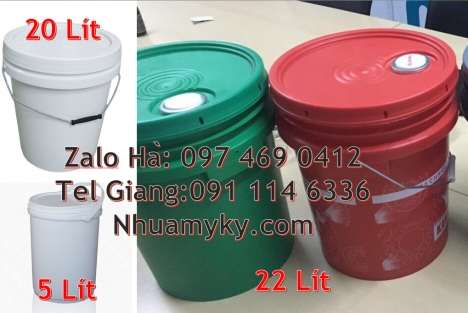 thùng nhựa 3.5 lít quai nhựa, lon nhựa 1 lít Vỏ thùng 20 lít quai nhựa, Xô nhựa 20 lít có nắ