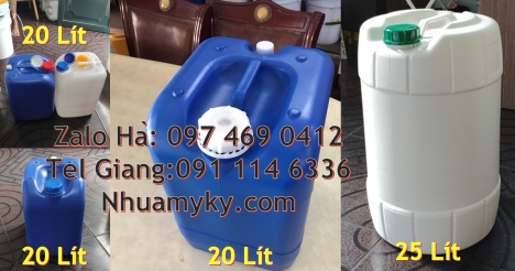 can 18l tròn đựng nông dược, can dẹp 30 lít đựng dầu hỏa, can 30l trắng, can 25l xanh, can vuông 30l
