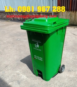 Thùng rác ngoài trời đạp chân 240 lít ,thùng rác công cộng