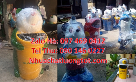 thùng rác mickey, Thùng rác gấu trúc, sọt rác cánh cụt, Giá bán thùng rác con vật, Giá bán