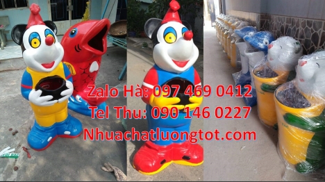 thùng rác mickey, Thùng rác gấu trúc, sọt rác cánh cụt, Giá bán thùng rác con vật, Giá bán