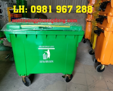 Kích thước xe gom rác 660 l nhựa
