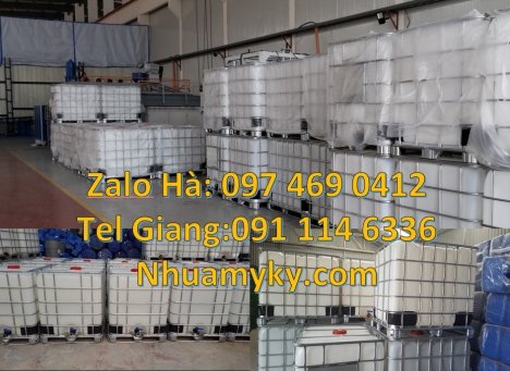 Thùng nhựa dung tích lớn, tank nhựa ibc 1 khối, bồn nhựa 1000 lít đựng hóa chất, Tank IBC 1000 lít,