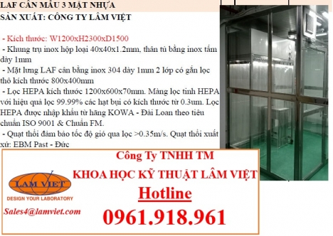 LAF CÂN MẪU 3 MẶT NHỰA CHẤT LƯỢNG VỚI  giá xưởng