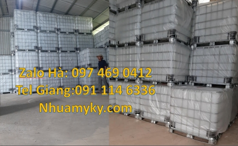 Thùng nhựa dung tích lớn, tank nhựa ibc 1 khối, bồn nhựa 1000 lít đựng hóa chất, Tank IBC 1000 lít,