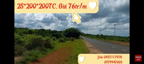 Bán đất 25m đất thổ cư Mặt tiền Quốc lộ 25, Gia Lai. Giá 76tr/m