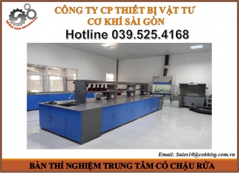 bàn thí nghiệm trung tâm có chậu rửa giá tốt