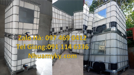 Thùng nhựa dung tích lớn, tank nhựa ibc 1 khối, bồn nhựa 1000 lít đựng hóa chất, Tank IBC 1000 lít,