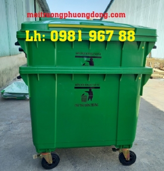 Kích thước xe gom rác 660 l nhựa