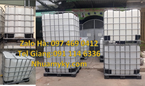 Thùng nhựa dung tích lớn, tank nhựa ibc 1 khối, bồn nhựa 1000 lít đựng hóa chất, Tank IBC 1000 lít,