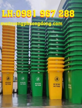 Thùng rác 120 lít màu cxanh công cộng nhựa tại Hà Nội