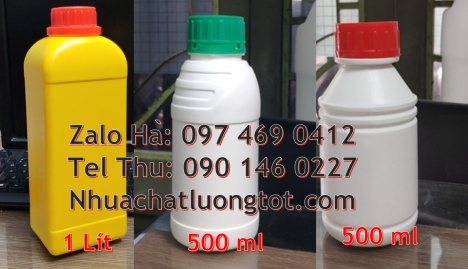Chai 500ml đựng axit, chai 1l đựng nước ép trái cây, chai 30ml nắp garenty, Chai 100 ml nắp vặn tron