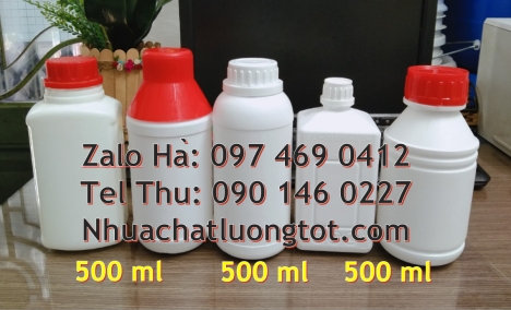Chai 500ml đựng axit, chai 1l đựng nước ép trái cây, chai 30ml nắp garenty, Chai 100 ml nắp vặn tron