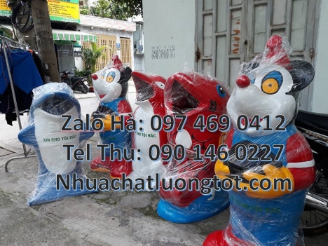 thùng rác công cộng, thùng rác cá heo, thùng rác cá chép, thùng rác gấu trúc, thùng rác chuột m