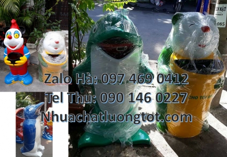 thùng rác công cộng, thùng rác cá heo, thùng rác cá chép, thùng rác gấu trúc, thùng rác chuột m