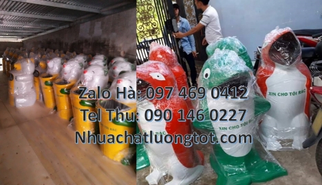 thùng rác công cộng, thùng rác cá heo, thùng rác cá chép, thùng rác gấu trúc, thùng rác chuột m