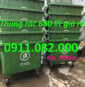 Thùng rác đựng rác thải thông thường- thùng rác 120l 240L 660L màu xanh giá rẻ- lh 0911082000