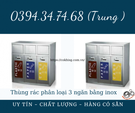 Thùng rác phân loại 3 ngăn có INOX