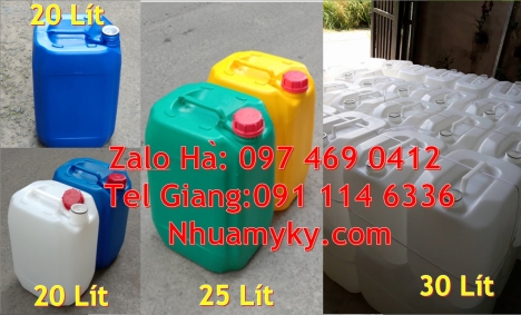 Can 10L đựng hóa chất, can 20l giá rẻ, can 25l trắng, Can 5L đựng tinh dầu, Can 30l vuông xanh, can