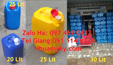 Can 10L đựng hóa chất, can 20l giá rẻ, can 25l trắng, Can 5L đựng tinh dầu, Can 30l vuông xanh, can