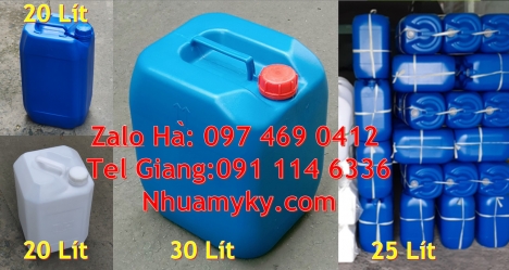 Can 10L đựng hóa chất, can 20l giá rẻ, can 25l trắng, Can 5L đựng tinh dầu, Can 30l vuông xanh, can