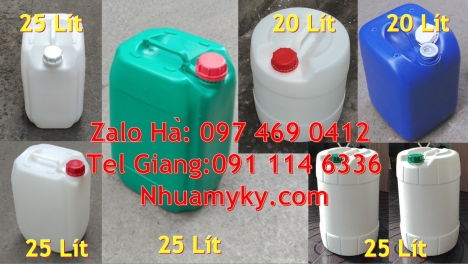 Can 10L đựng hóa chất, can 20l giá rẻ, can 25l trắng, Can 5L đựng tinh dầu, Can 30l vuông xanh, can