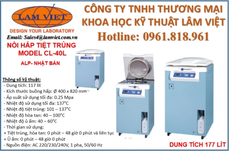 NỒI HẤP TIỆT TRÙNG - CL-40L - ALP - NHẬT BẢN
