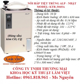 NỒI HẤP TIỆT TRÙNG KTR-3065A ALP NHẬT BẢN