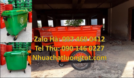 Xe thu gom rác 660l 1000l 3 bánh hơi, Xe thu gom rác 660l 1000l 4 bánh xe, Xe thu gom rác 660l 1000l