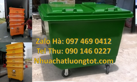 Xe thu gom rác 660l 1000l 3 bánh hơi, Xe thu gom rác 660l 1000l 4 bánh xe, Xe thu gom rác 660l 1000l