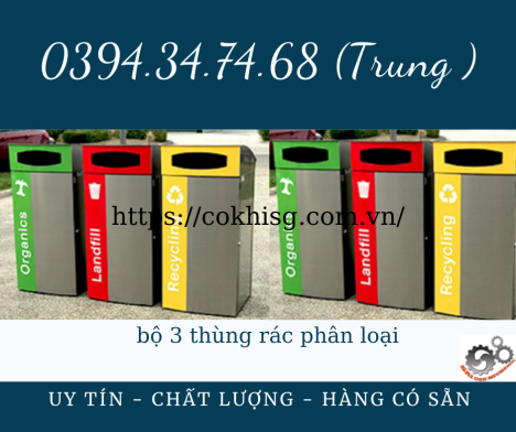 bộ 3 Thùng rác phân loại