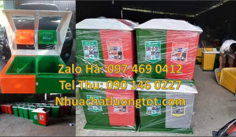 Bán thùng rác 2 ngăn 2 màu có đạp chân,thùng phân loại rác 3 ngăn giá