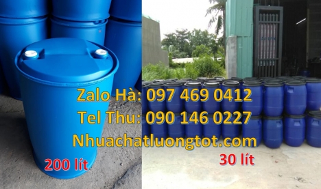 Thùng phuy nhựa 30 lít, Thùng phuy nhựa 50 lít, thùng phi nắp kín, Thùng phuy nhựa 220 lít đai sắt,