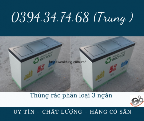 Thùng rác phân loại 3 ngăn