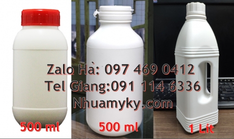 Chai 50ml nắp garenty, Chai nhựa 100 ml nắp vặn, Chai nhựa 250 ml đựng hóa chất, Chai nhựa 500ml 100