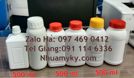 Chai 50ml nắp garenty, Chai nhựa 100 ml nắp vặn, Chai nhựa 250 ml đựng hóa chất, Chai nhựa 500ml 100