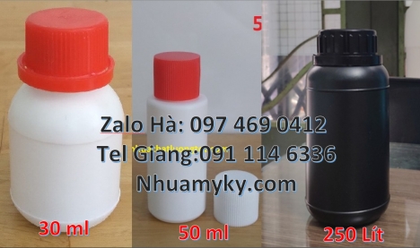 Chai nhựa 250 ml, chai 250 ml giá sỉ, Chai nhựa 30 ml đựng hóa chất chai 30 ml đựng dung môi, Chai