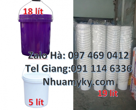 Vỏ thùng đựng sơn 5 lít quai nhựa giá tốt nhất, Thùng nhựa đựng sơn 18 lít nắp chiết rót giá rẻ, xô