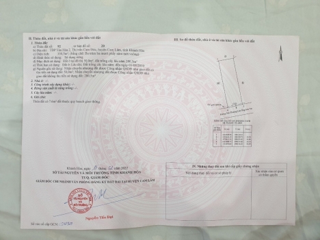 Bán đất khu bàn cờ thị trấn Cam Đức, huyện Cam Lâm