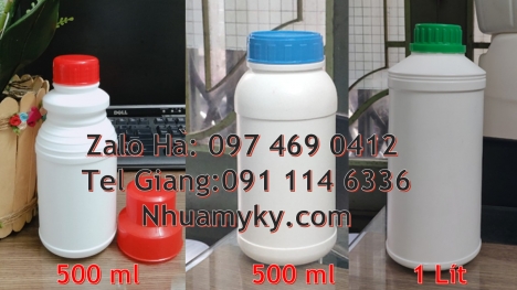 Chai 50ml nắp garenty, Chai nhựa 100 ml nắp vặn, Chai nhựa 250 ml đựng hóa chất, Chai nhựa 500ml 100