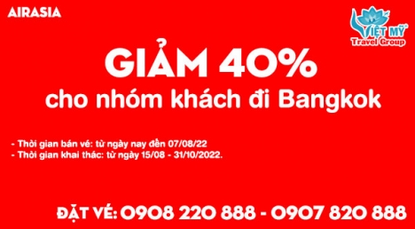 AirAsia giảm đến 40% cho nhóm khách đi Bangkok