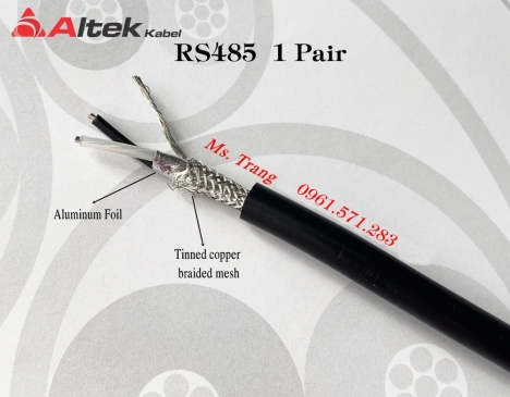 Cáp tín hiệu RS485 18AWG 1 Pair bọc 2 lớp chống nhiễu