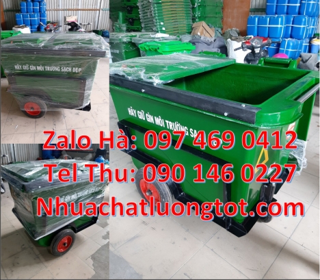 Xe chở rác 660 lít, xe chở rác 1000 lít, báo giá xe đẩy rác 660 lít, Xe rác 1000 lít nhựa composite,