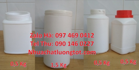 Hũ 1kg tròn, Hũ nhựa 1kg đựng thuốc thú y, Hũ hóa chất. Lọ nhựa Hũ nhựa 1.5kg vuông, Hũ 1.2 lít, hũ