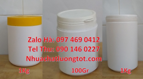 Hũ 1kg tròn, Hũ nhựa 1kg đựng thuốc thú y, Hũ hóa chất. Lọ nhựa Hũ nhựa 1.5kg vuông, Hũ 1.2 lít, hũ
