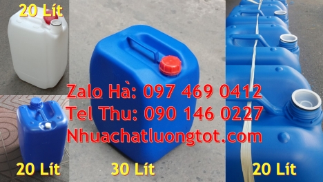 Can 10 đựng axit. Can 18 lít tròn đựng café, can 30l dẹp, can 25l xanh, can vuông 30l trắng Can nhựa