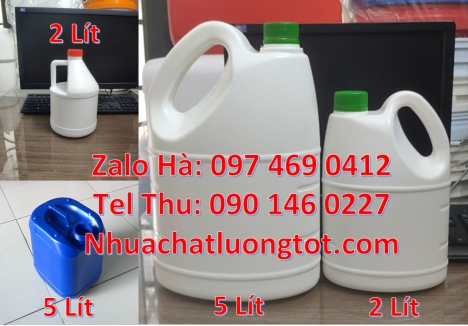 Can 1l quay đựng phân bón hóa học, can 2l vòi nhấn, can 5l quay xéo, Can 4l tròn đựng nước lau sàn,
